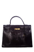 HermÃƒÆ’Ã‚Â¨s Black Croc Kelly 35 GHW  Handbag