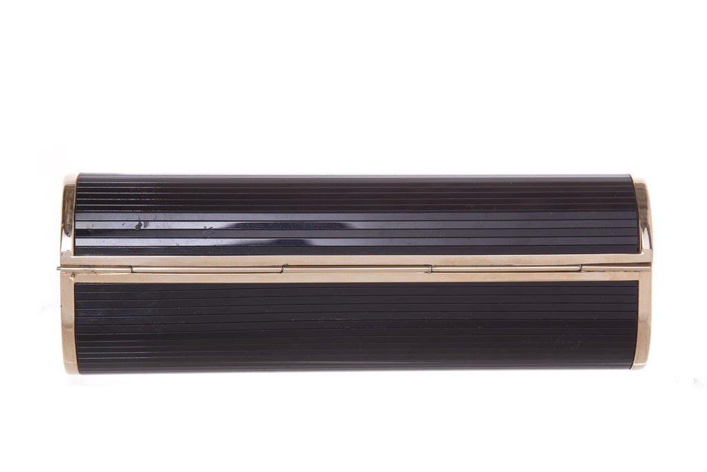 Jimmy Choo Black & Gold Cylinder Clutch