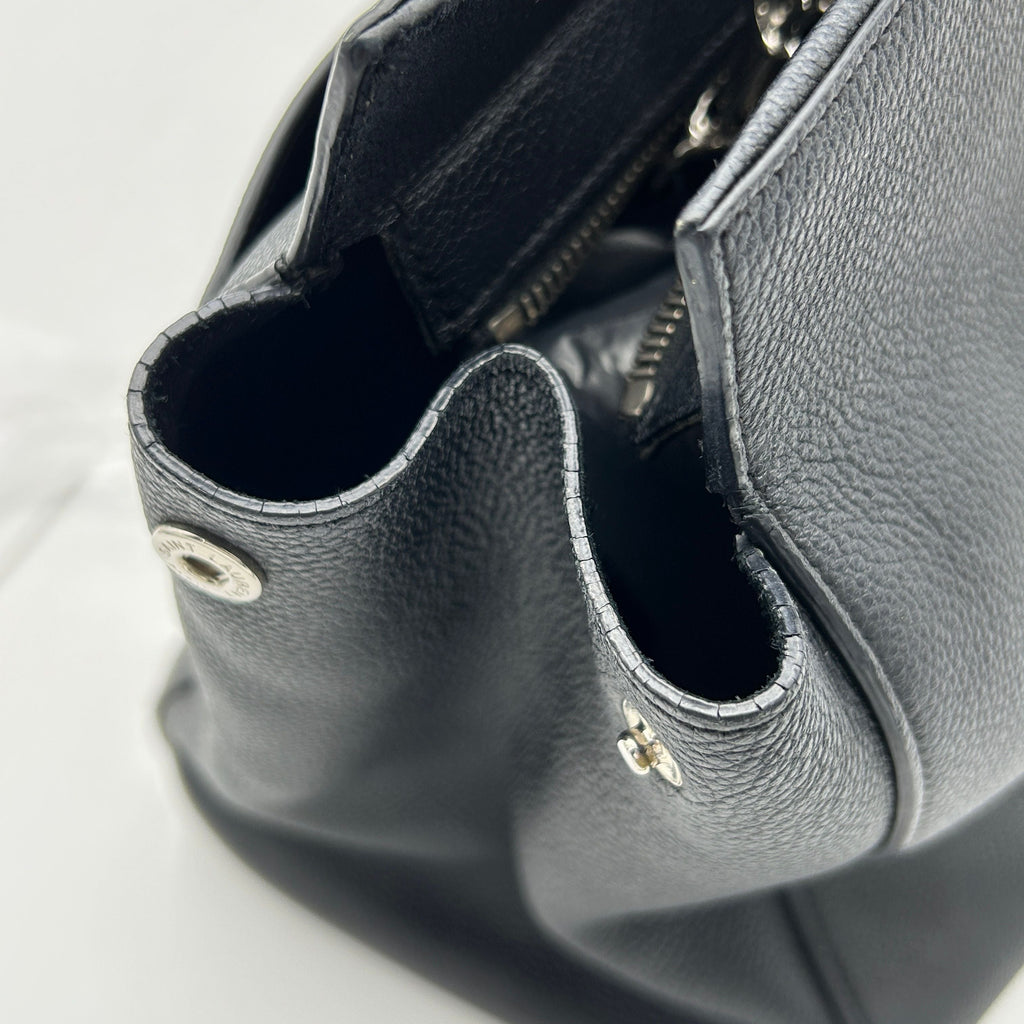 SAINT LAURENT Grained Calfskin Small Cabas Rive Gauche Black LA13279