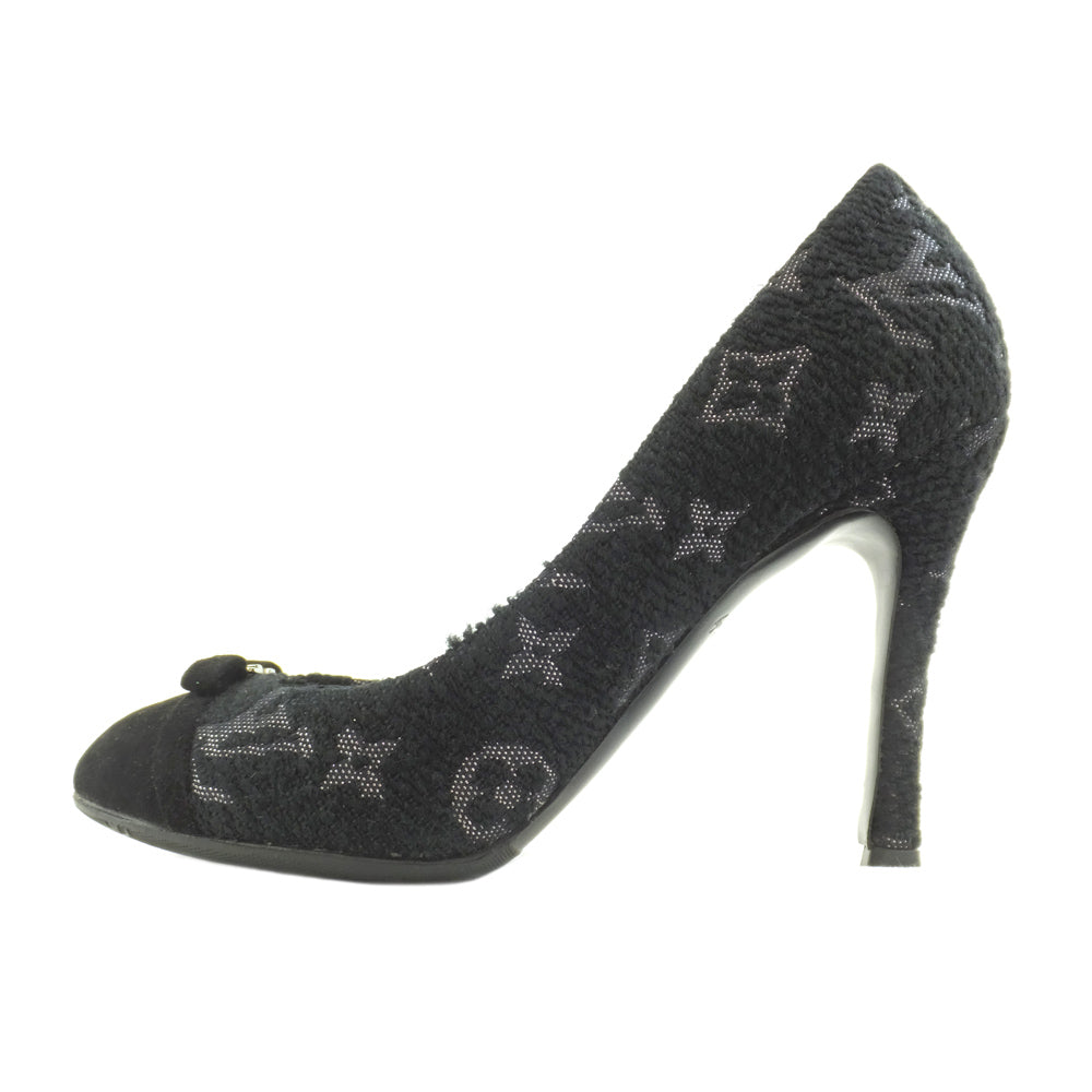 Louis Vuitton Monogram Twin Pump Heels Size 35 22.0cm Equivalent Black Suede  Shoes