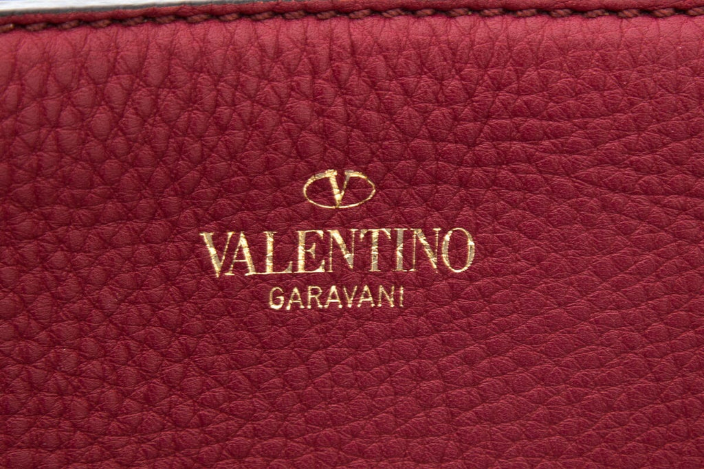 Valentino Red Grained Leather Shoulder Handbag