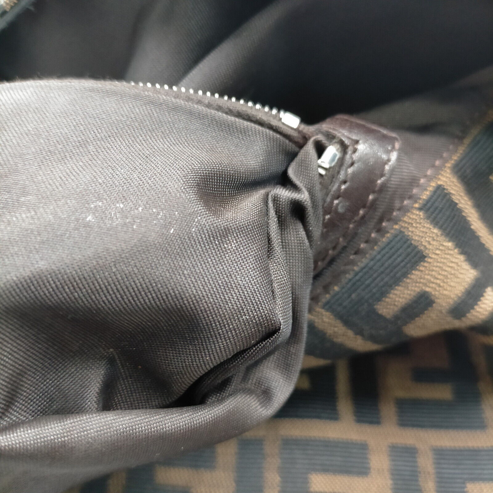 Fendi Hand Bag Brown Canvas