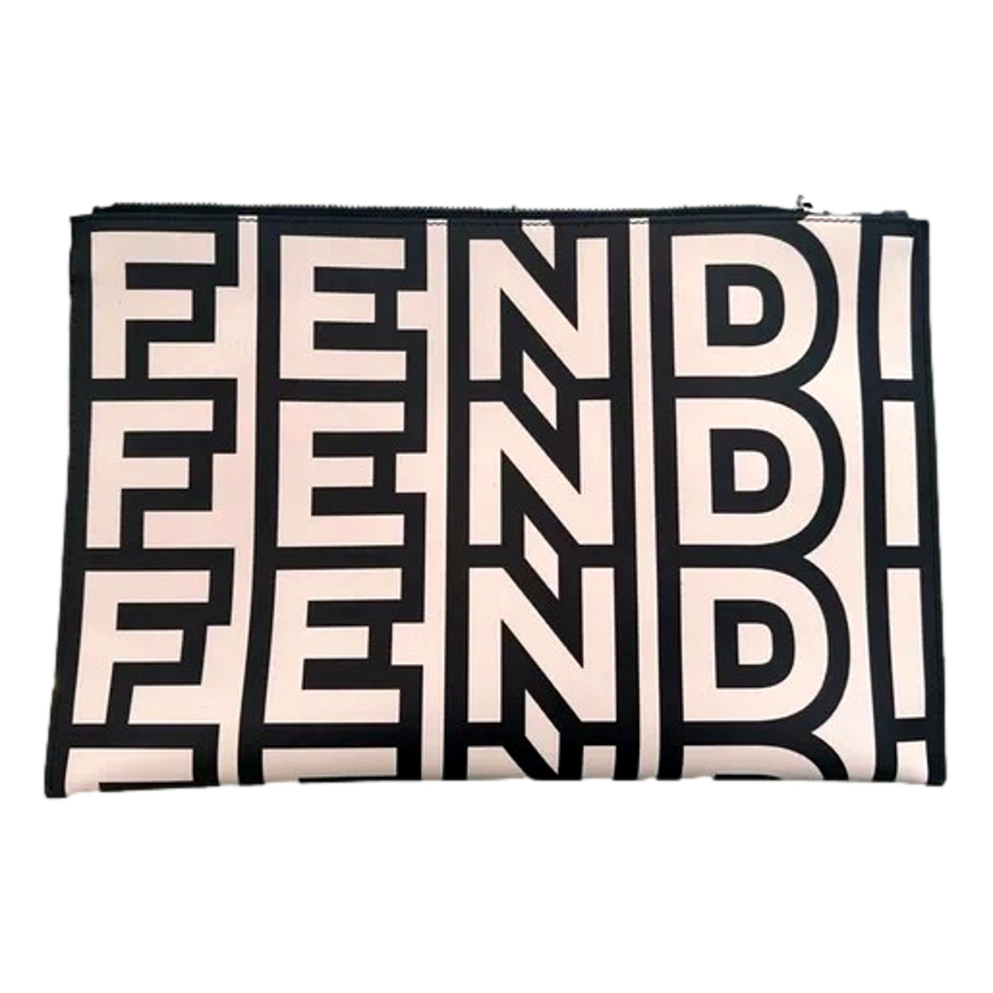Fendi by Marc Jacobs Roma Black White Large Leather Clutch