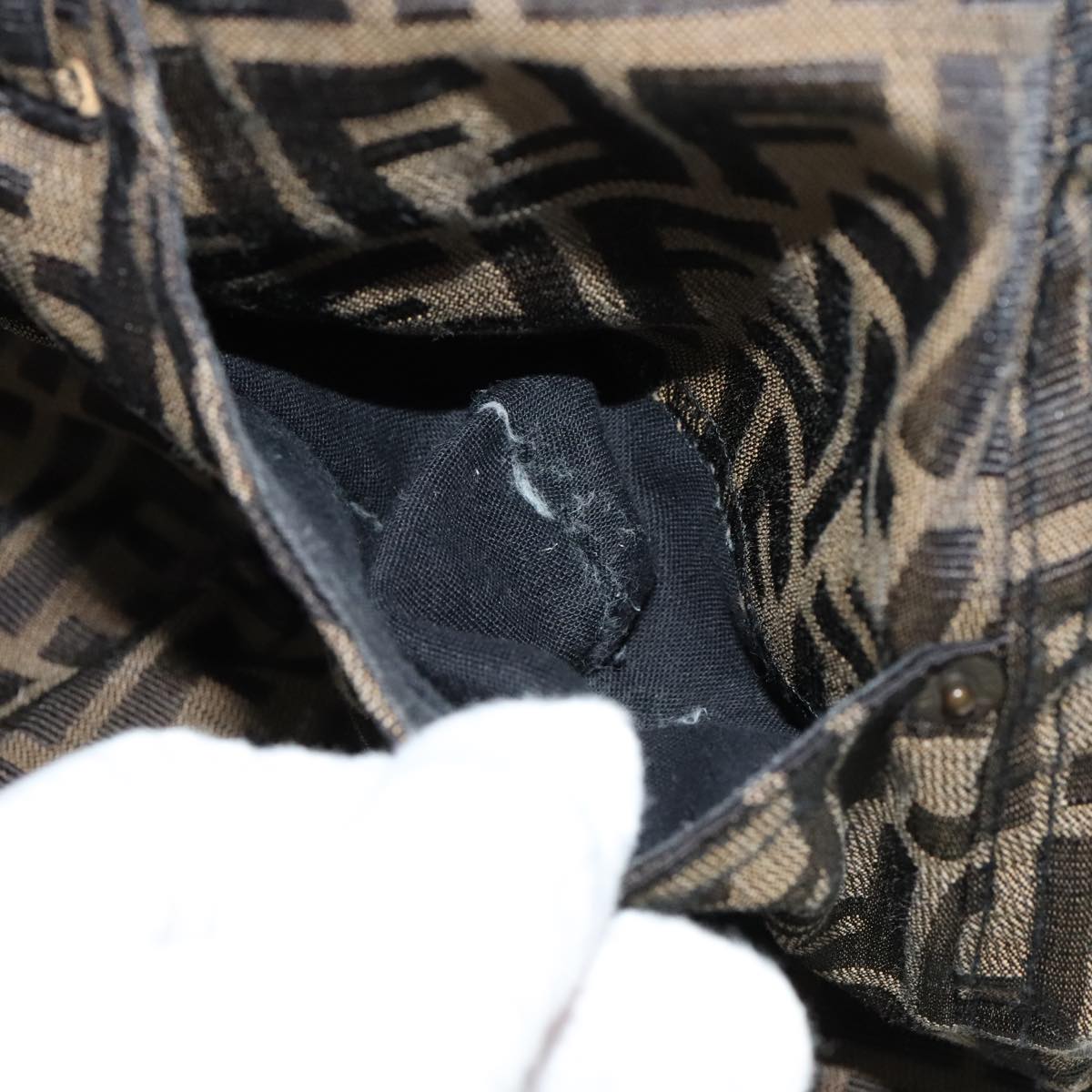 FENDI Zucca Canvas Pants XO Black Brown FF1145