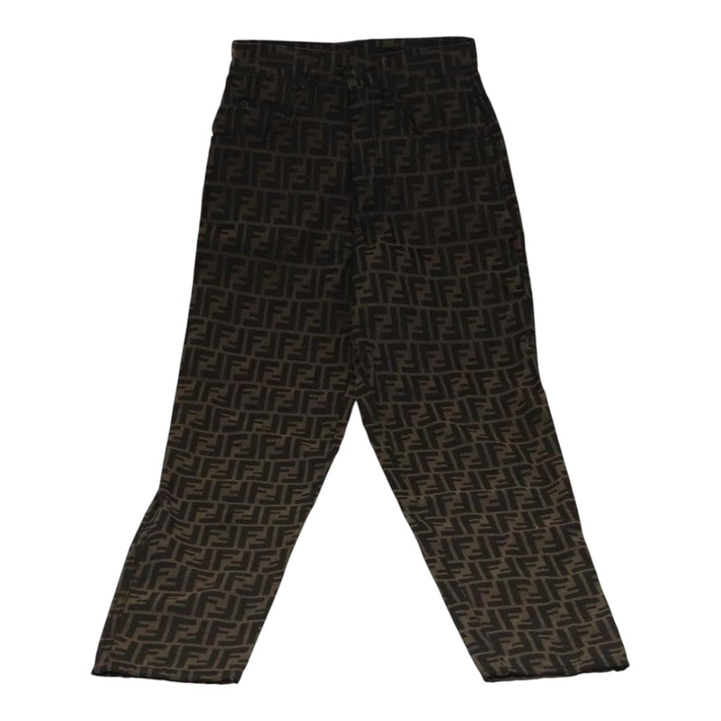 FENDI Zucca Canvas Pants XO Black Brown FF1145