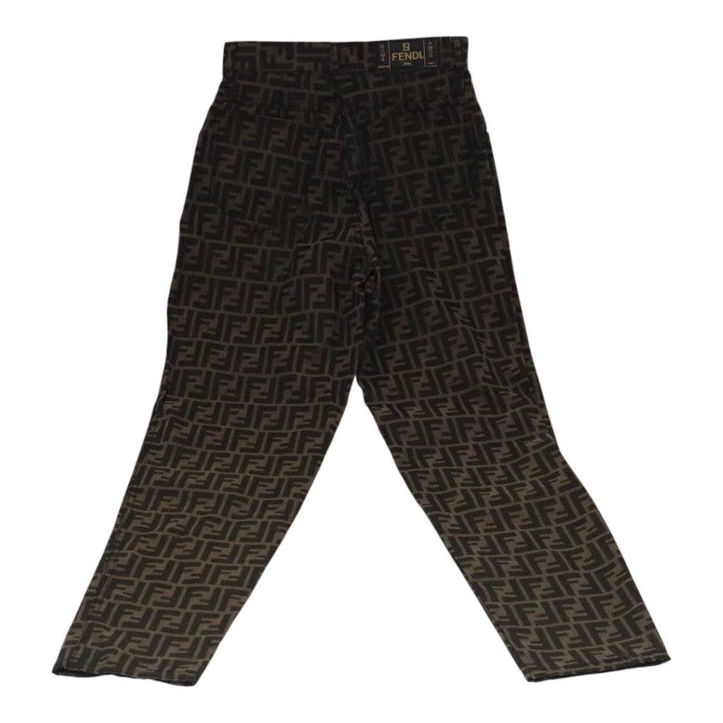 FENDI Zucca Canvas Pants XO Black Brown FF1145