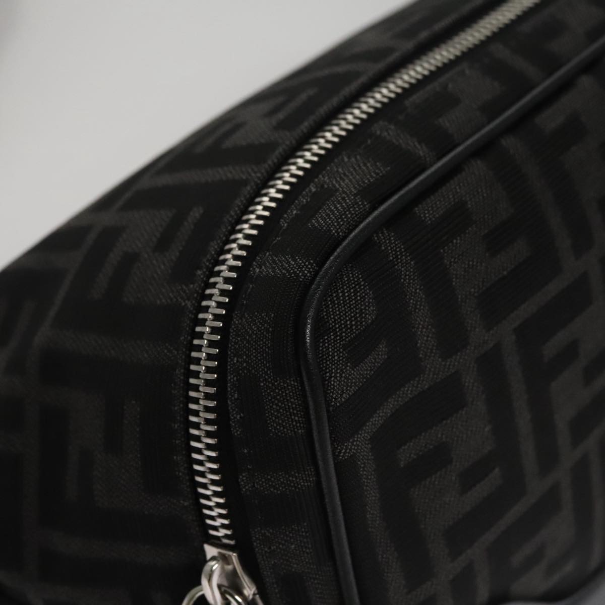 FENDI Zucca Canvas Shoulder Bag Black FF3878A