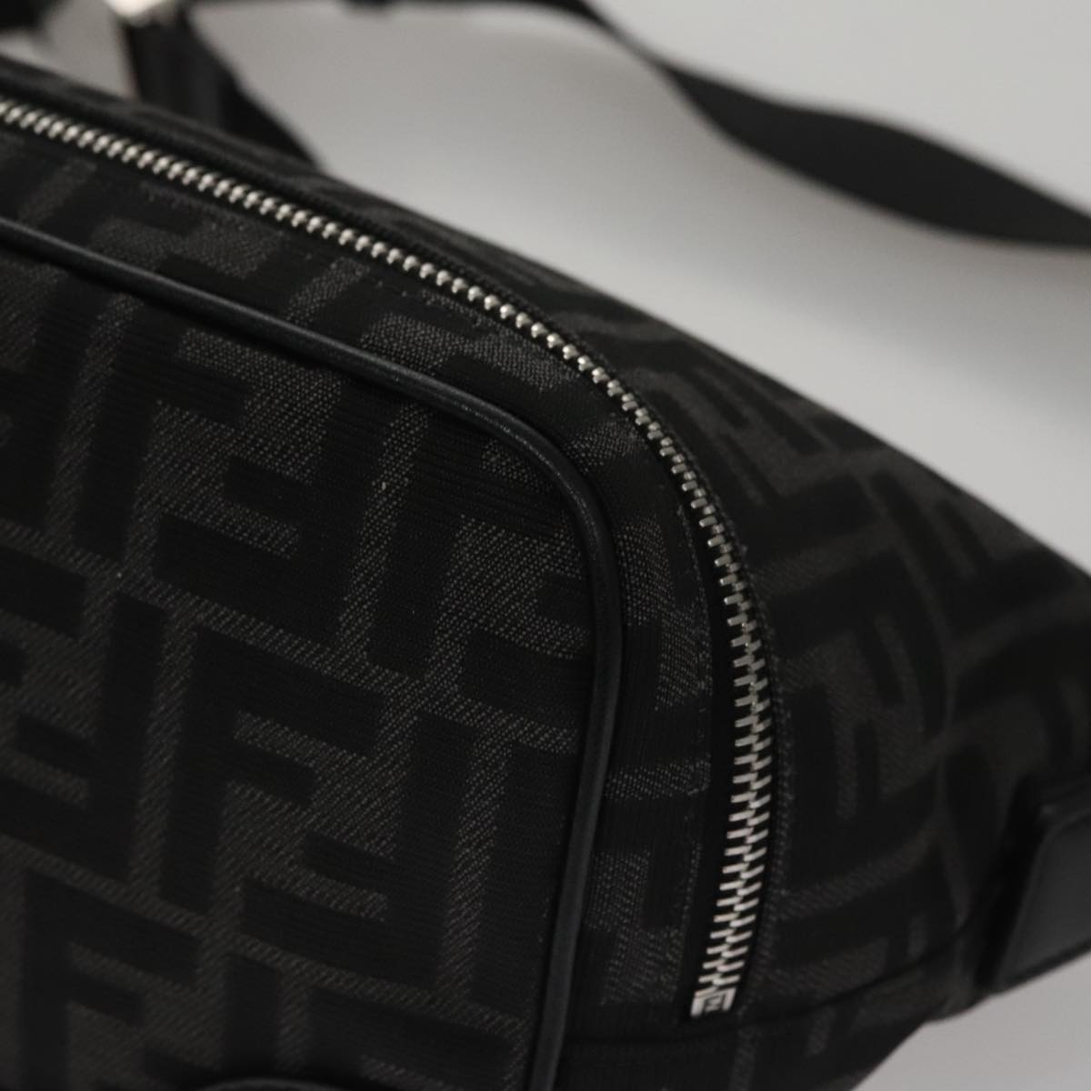 FENDI Zucca Canvas Shoulder Bag Black FF3878A