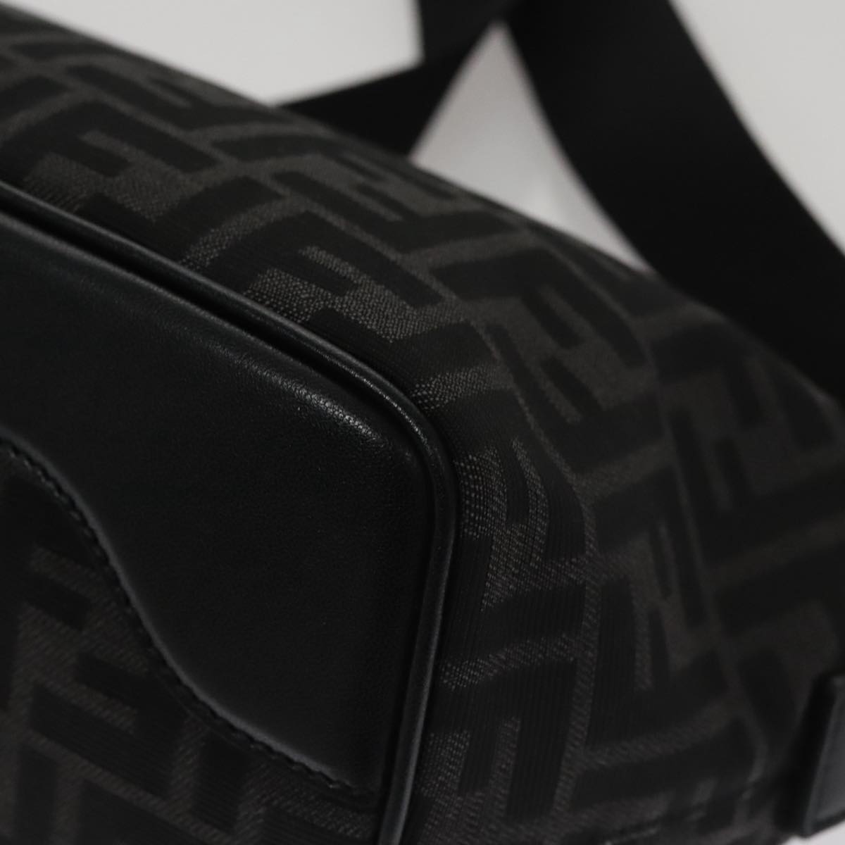 FENDI Zucca Canvas Shoulder Bag Black FF3878A