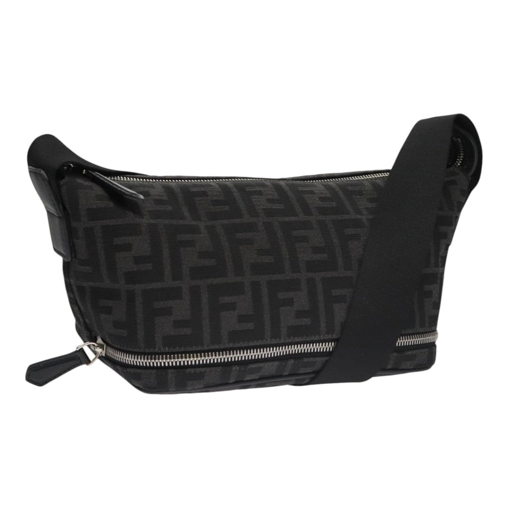 FENDI Zucca Canvas Shoulder Bag Black FF3878A