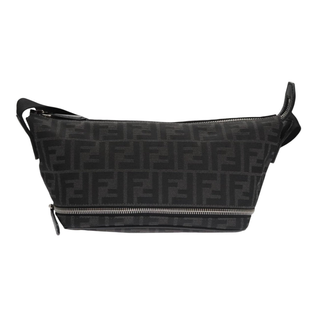 FENDI Zucca Canvas Shoulder Bag Black FF3878A