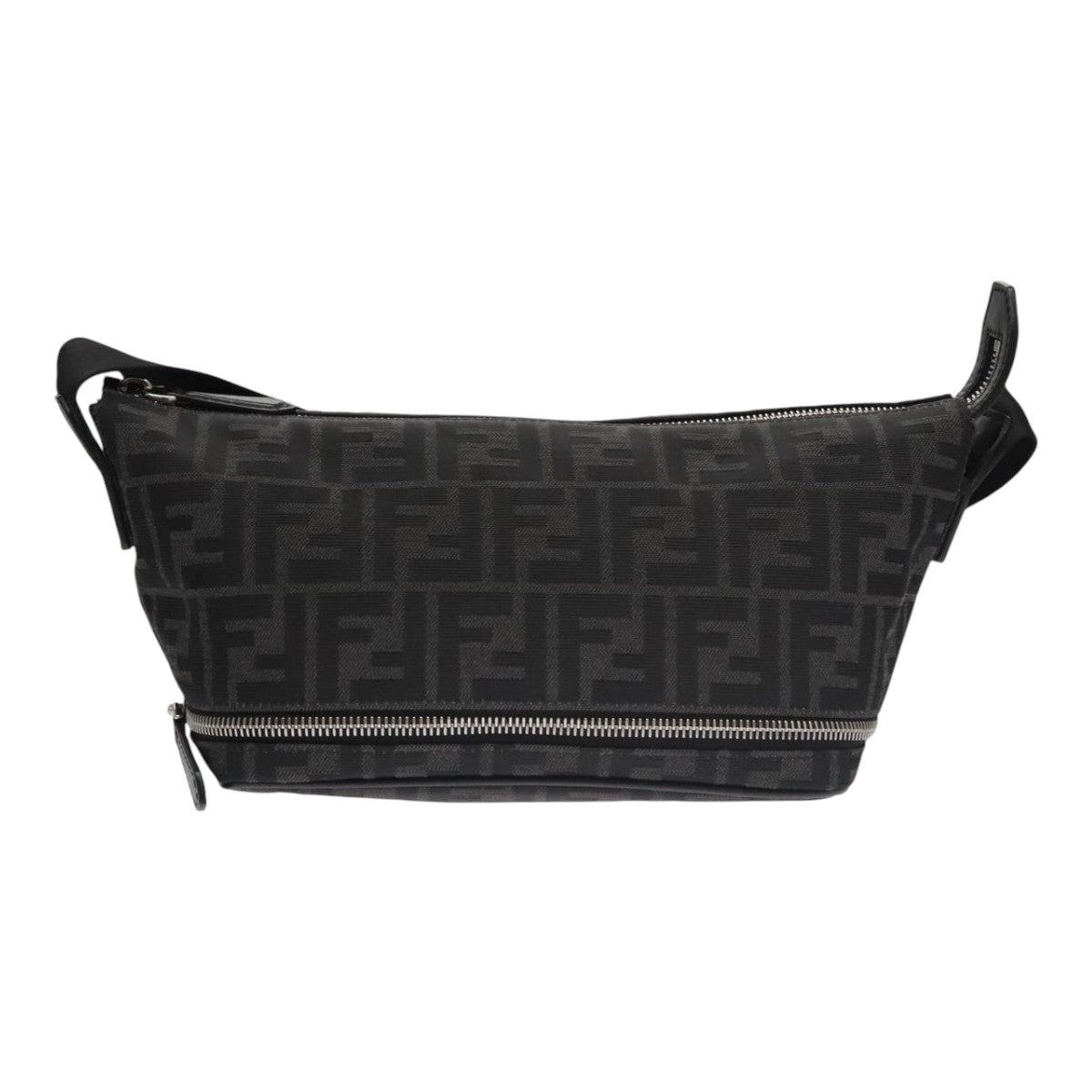 FENDI Zucca Canvas Shoulder Bag Black FF3878A