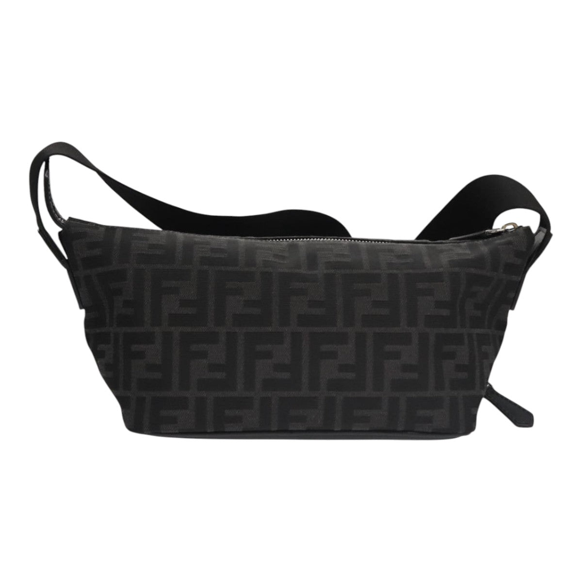 FENDI Zucca Canvas Shoulder Bag Black FF3878A