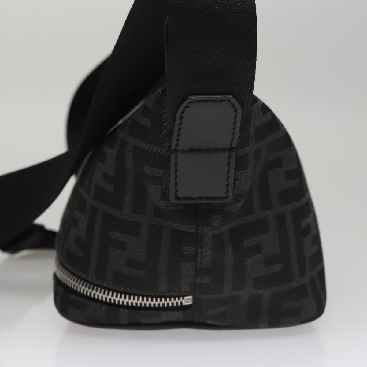 FENDI Zucca Canvas Shoulder Bag Black FF3878A