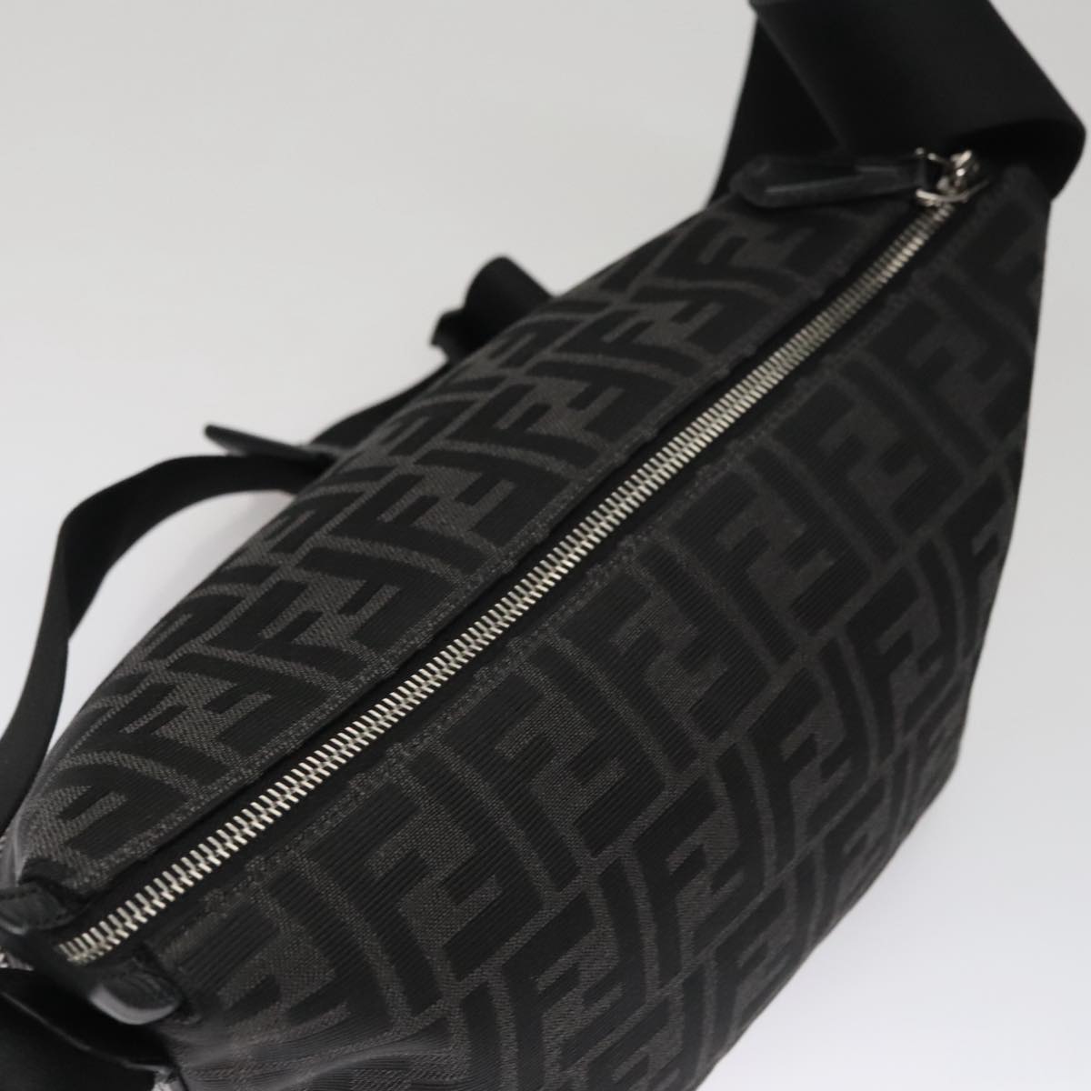 FENDI Zucca Canvas Shoulder Bag Black FF3878A
