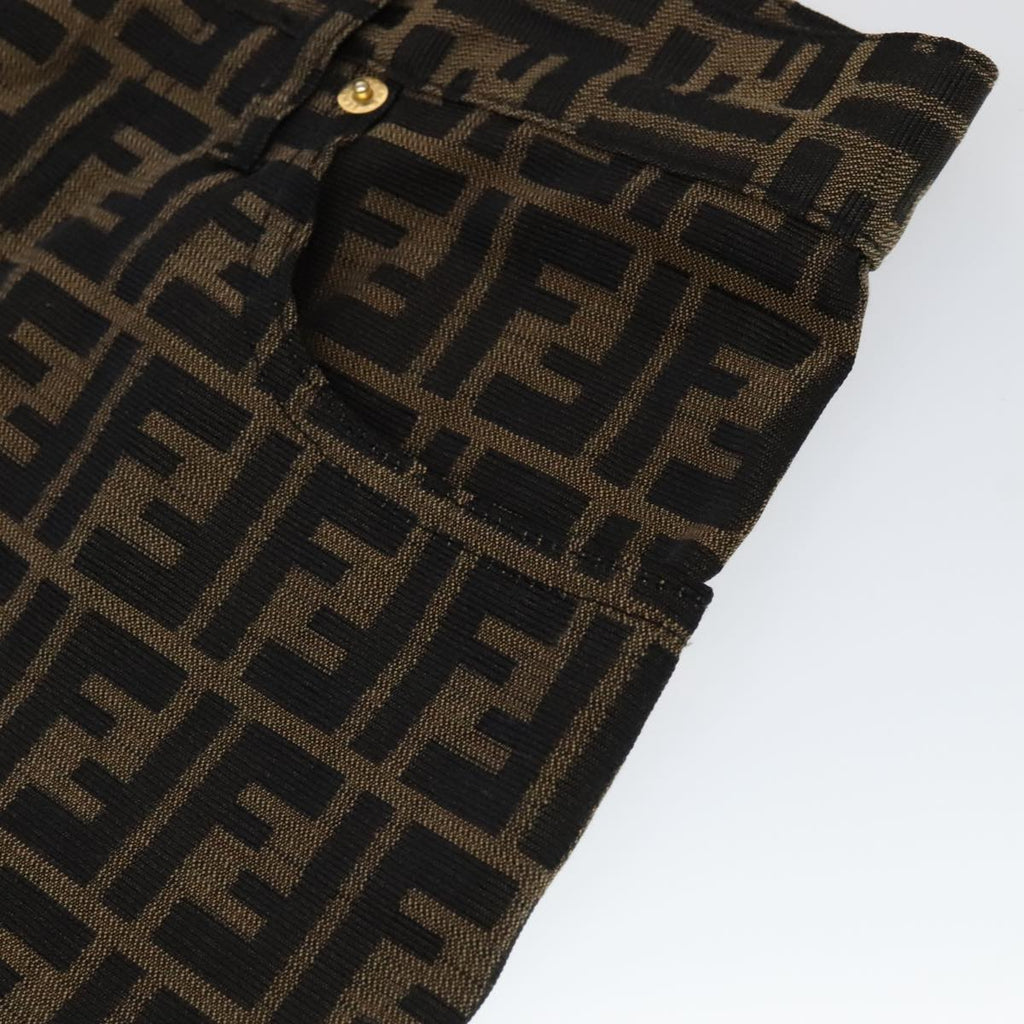 FENDI Zucca Canvas Pants 43 Black Brown FF6052