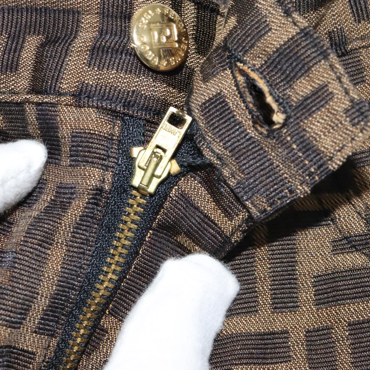 FENDI Zucca Canvas Pants 43 Black Brown FF6052