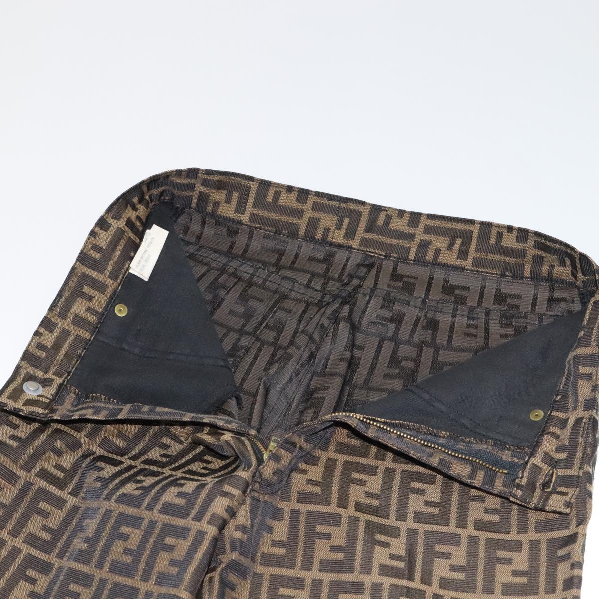FENDI Zucca Canvas Pants 43 Black Brown FF6052