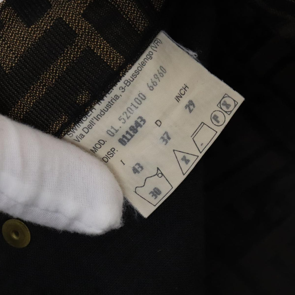 FENDI Zucca Canvas Pants 43 Black Brown FF6052