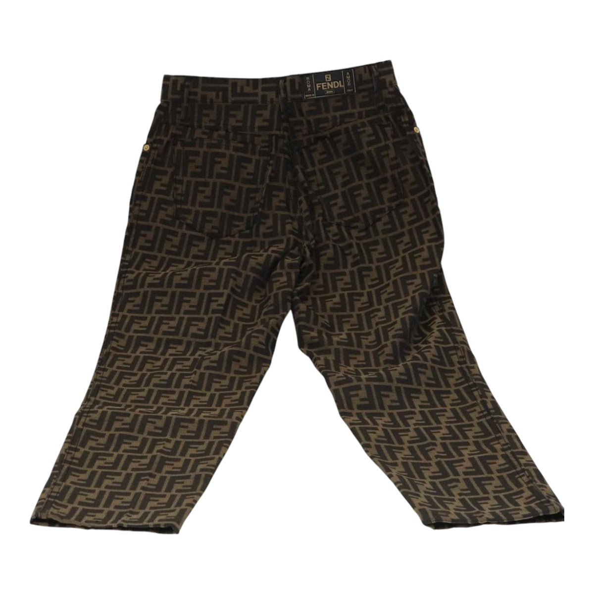 FENDI Zucca Canvas Pants 43 Black Brown FF6052