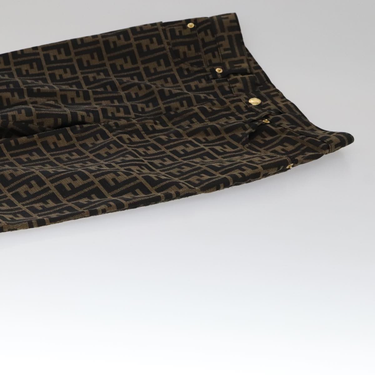 FENDI Zucca Canvas Pants 43 Black Brown FF6052