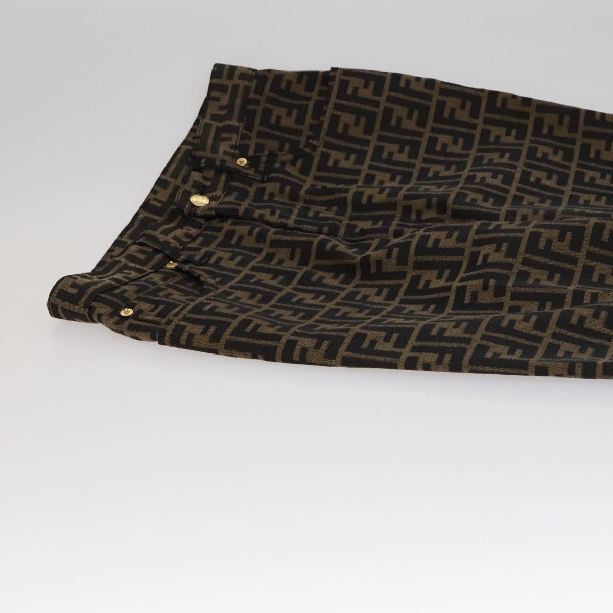FENDI Zucca Canvas Pants 43 Black Brown FF6052