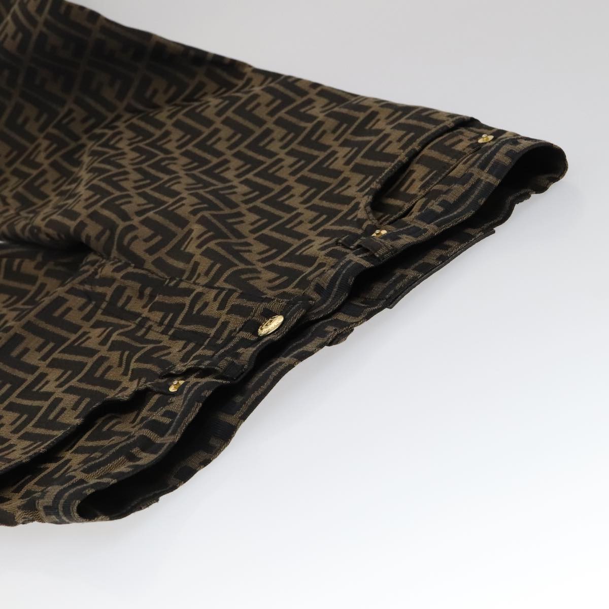 FENDI Zucca Canvas Pants 43 Black Brown FF6052