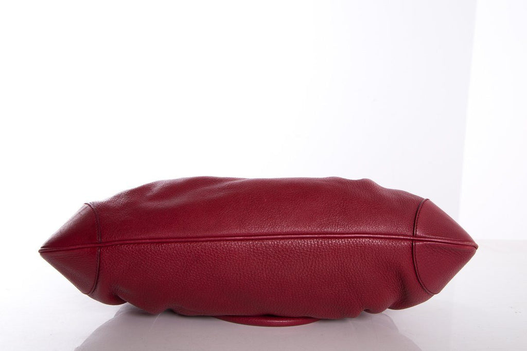 Salvatore Ferragamo Red Grained Leather Handle Bag