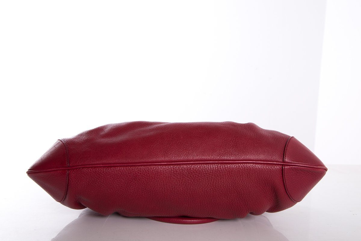 Salvatore Ferragamo Red Grained Leather Handle Bag