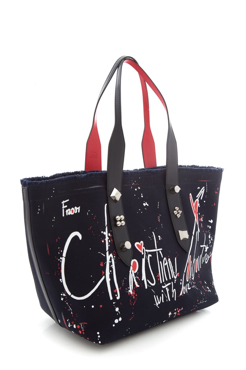 Christian Louboutin Medum Navy Canvas Frangibus Tote Handbag