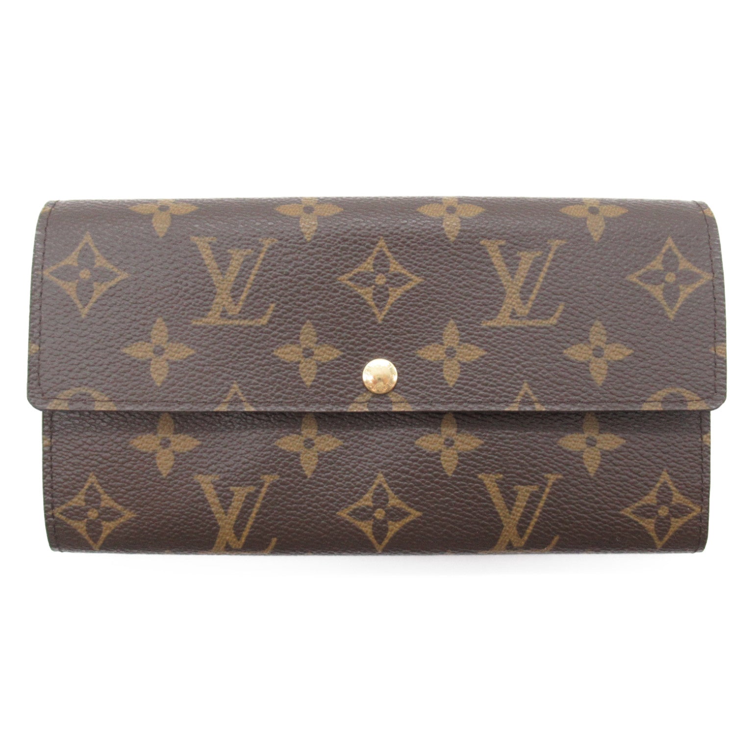 Louis Vuitton Portefolio Sarah Double Fold Wallet Wallet PVC Coated Canvas Monogram   Brown M61734