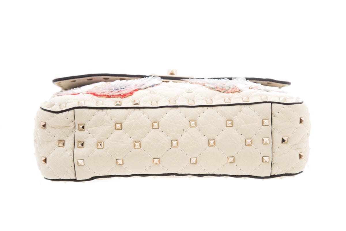 Valentino Ivory Rockstud Sequin Butterfly Handbag
