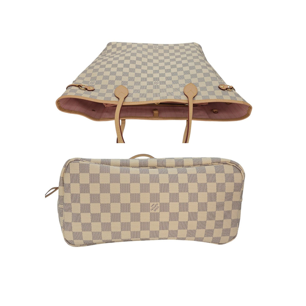 Louis Vuitton Neverfull Damier Azur MM Tote Rose Ballerine