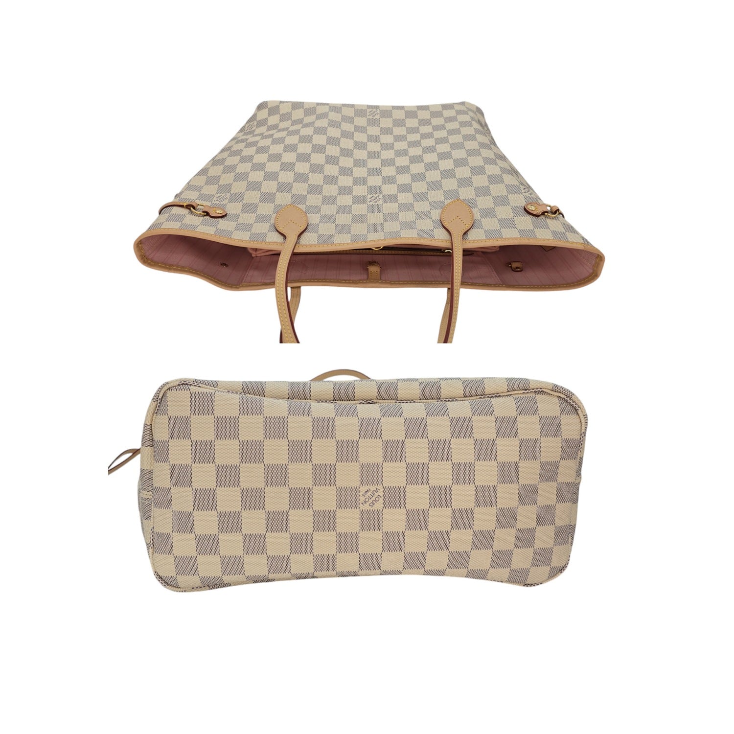 Louis Vuitton Neverfull Damier Azur MM Tote Rose Ballerine