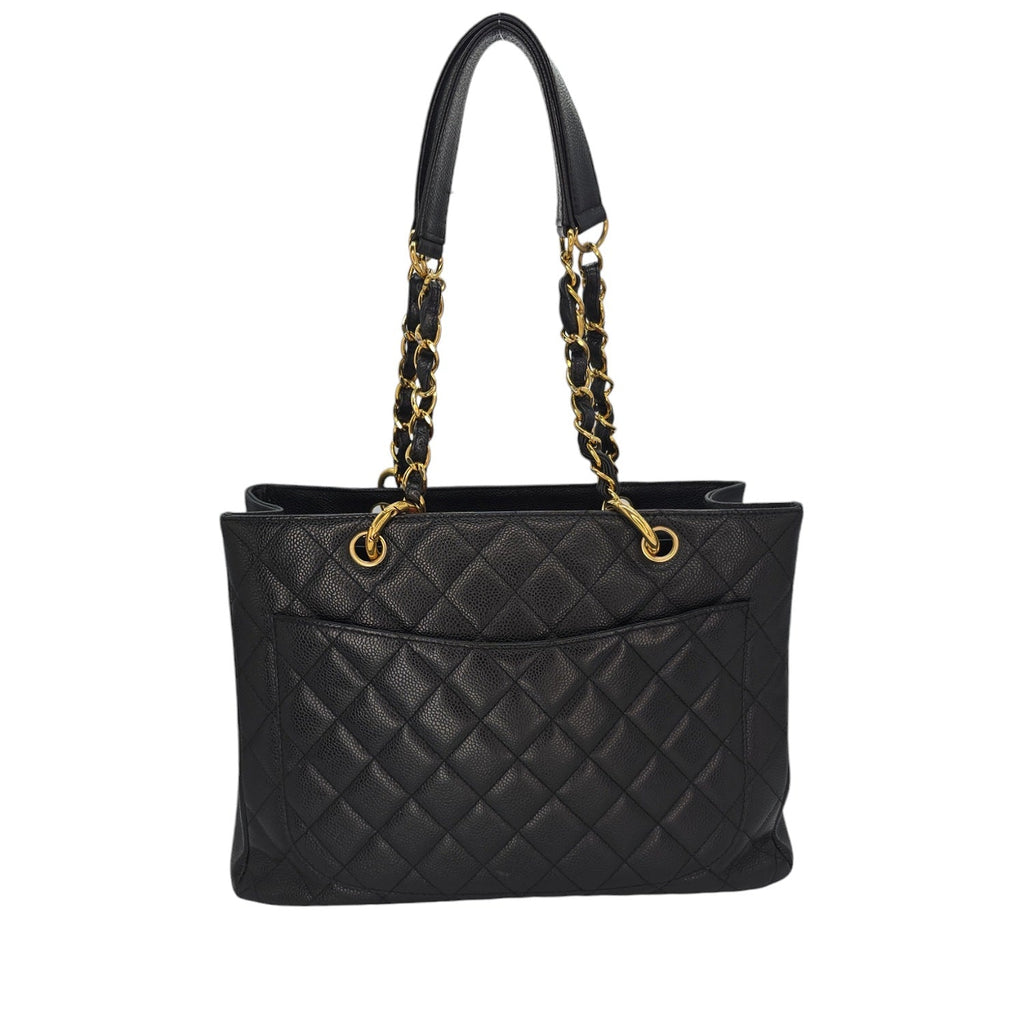 Chanel Vintage Black Quilted Caviar Grand Shopping Tote