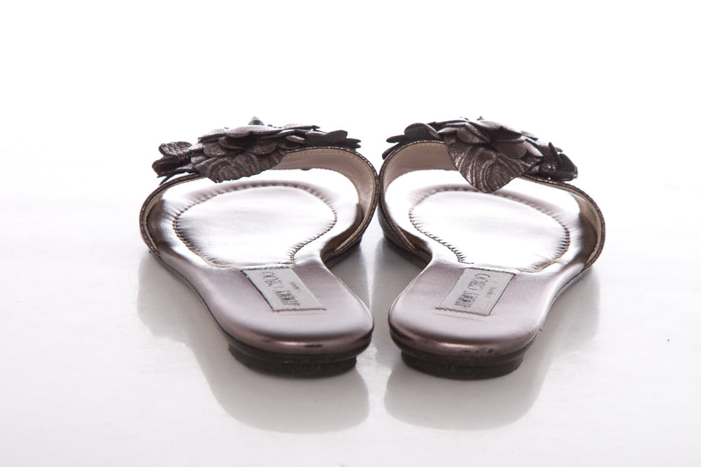 Jimmy Choo Metallic Floral Sandals SZ 37