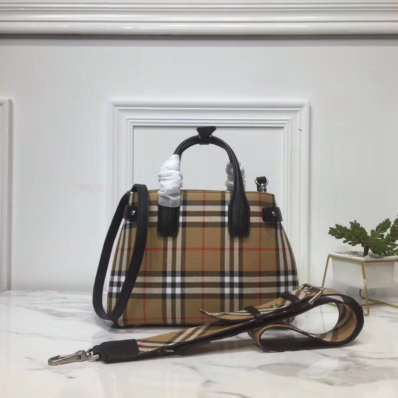 GLAMI Small Banner Vintage Check And Tote Black For Women, WomenÃ¢â‚¬â„¢s Bags 10.5in/26cm