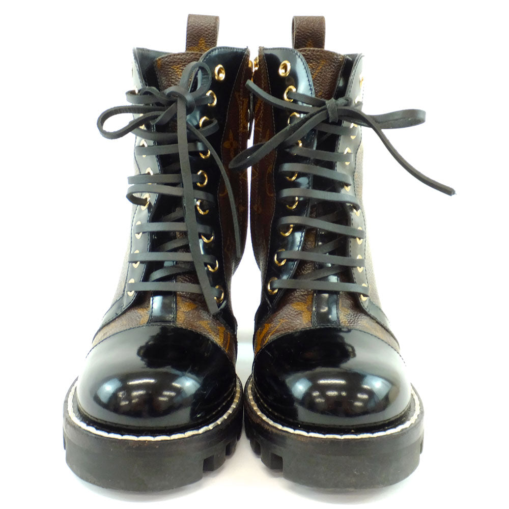 Louis Vuitton Short Boots 36 Size 22.5cm Equivalent Monogram Brown Black G  Side Faces  Shoes