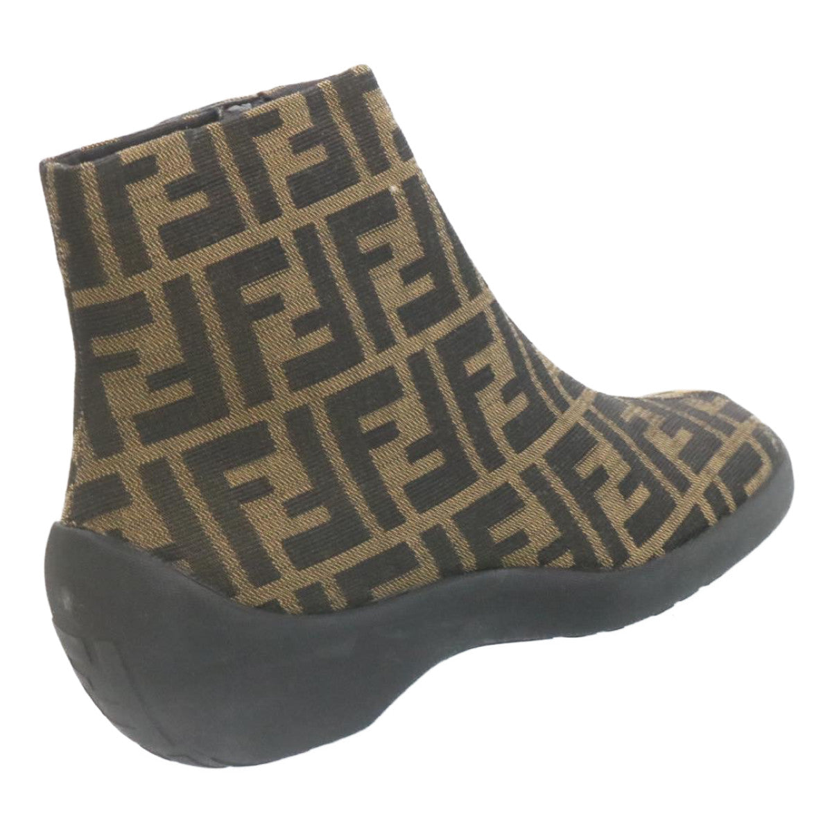 FENDI Short boots Zucca Canvas Black Brown fm1115