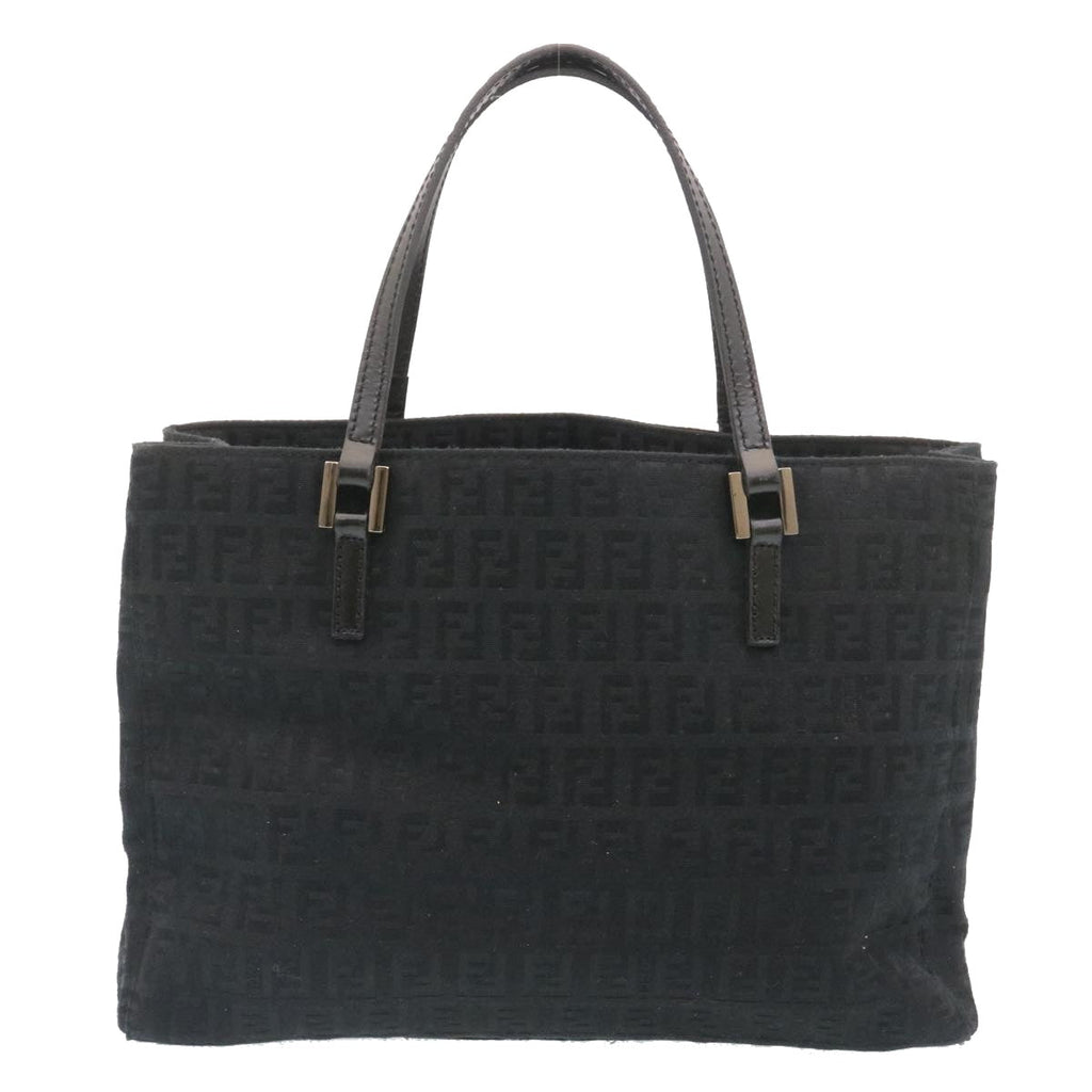 FENDI Zucchino Canvas Hand Bag Black fm1160