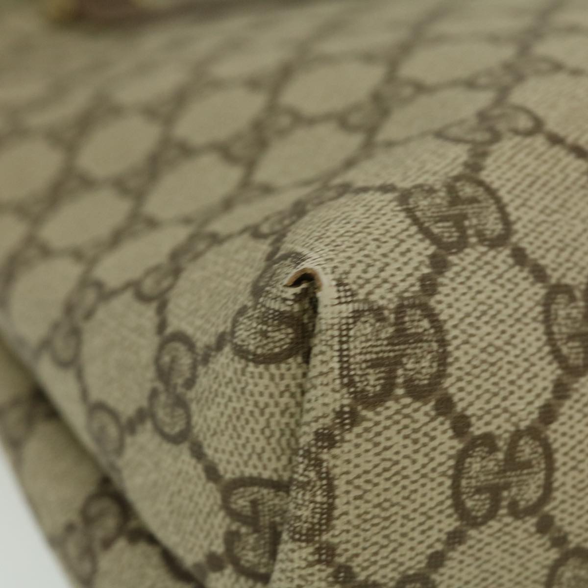GUCCI GG Canvas Shoulder Bag PVC Leather Beige fm1310