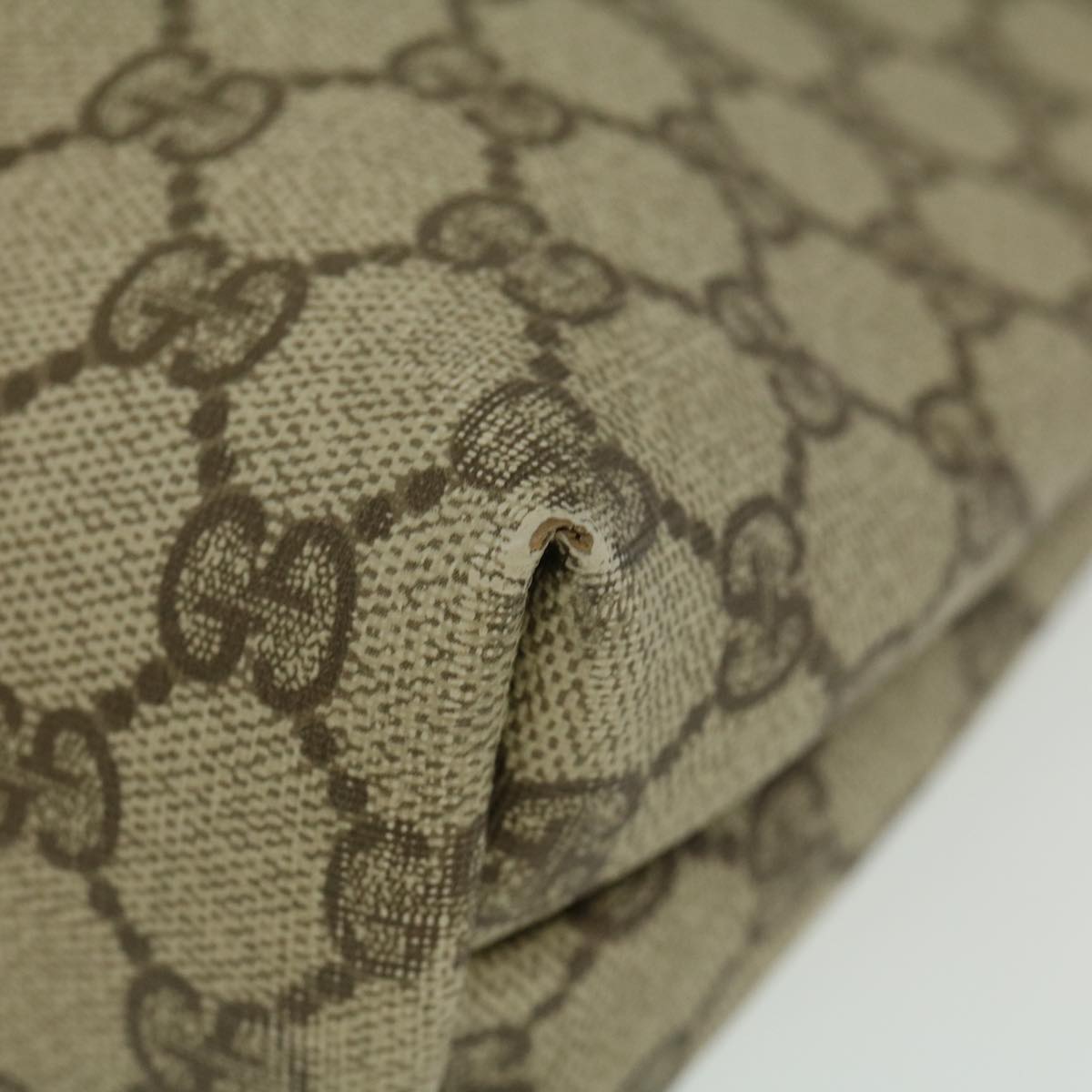 GUCCI GG Canvas Shoulder Bag PVC Leather Beige fm1310