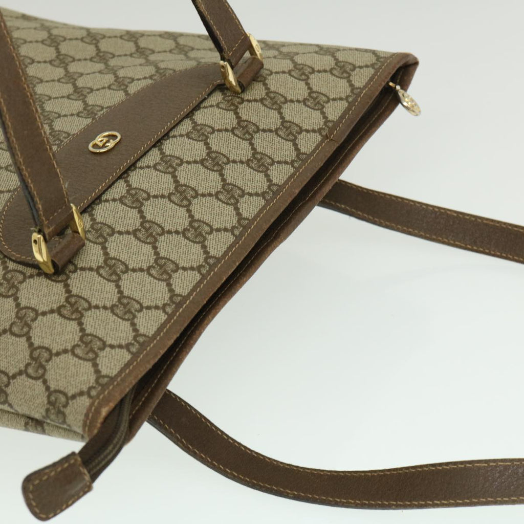GUCCI GG Canvas Shoulder Bag PVC Leather Beige fm1310