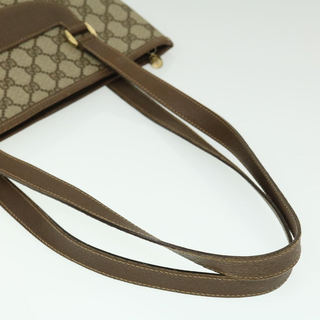 GUCCI GG Canvas Shoulder Bag PVC Leather Beige fm1310