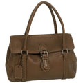 FENDI Hand Bag Leather Brown fm1328