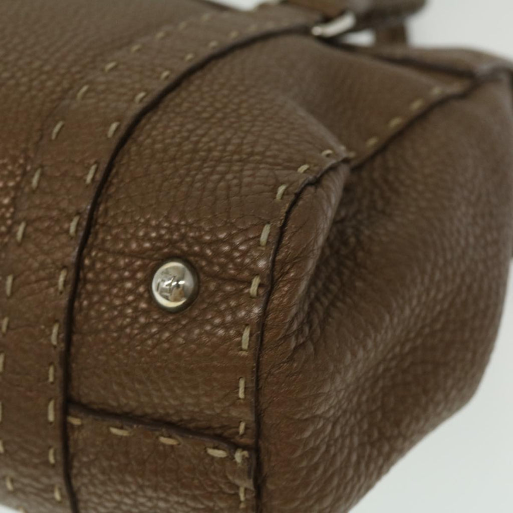 FENDI Hand Bag Leather Brown fm1328