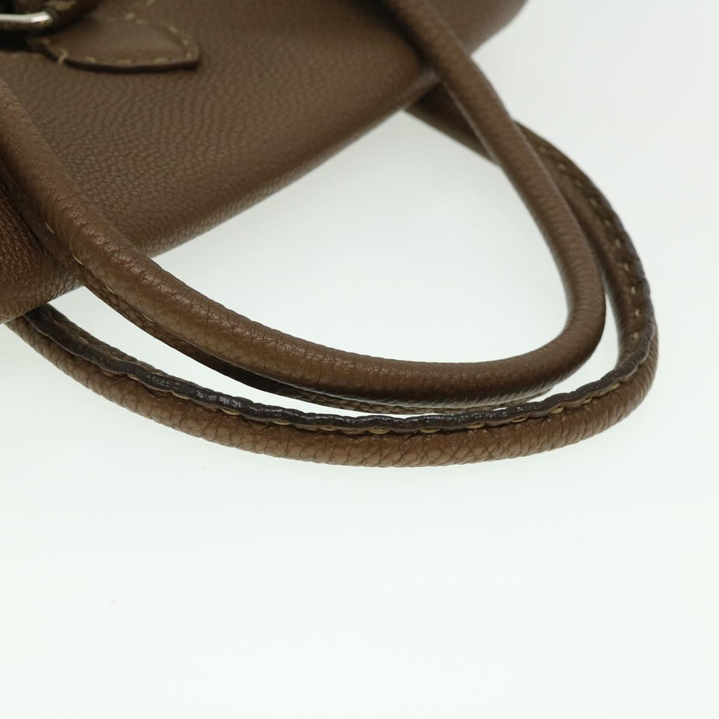 FENDI Hand Bag Leather Brown fm1328
