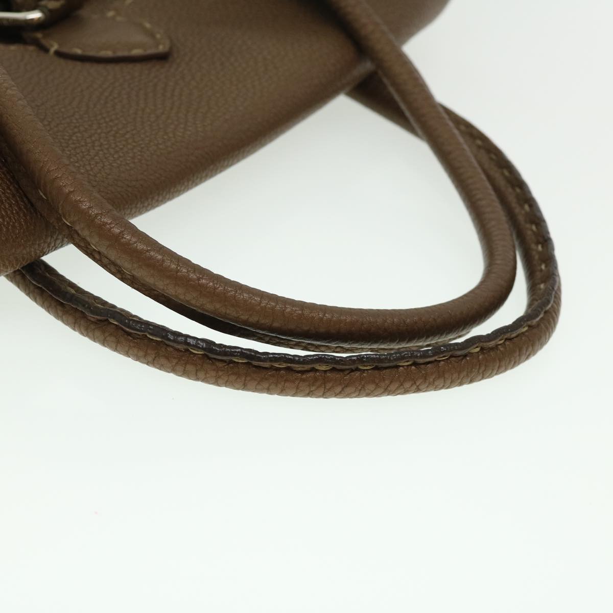 FENDI Hand Bag Leather Brown fm1328
