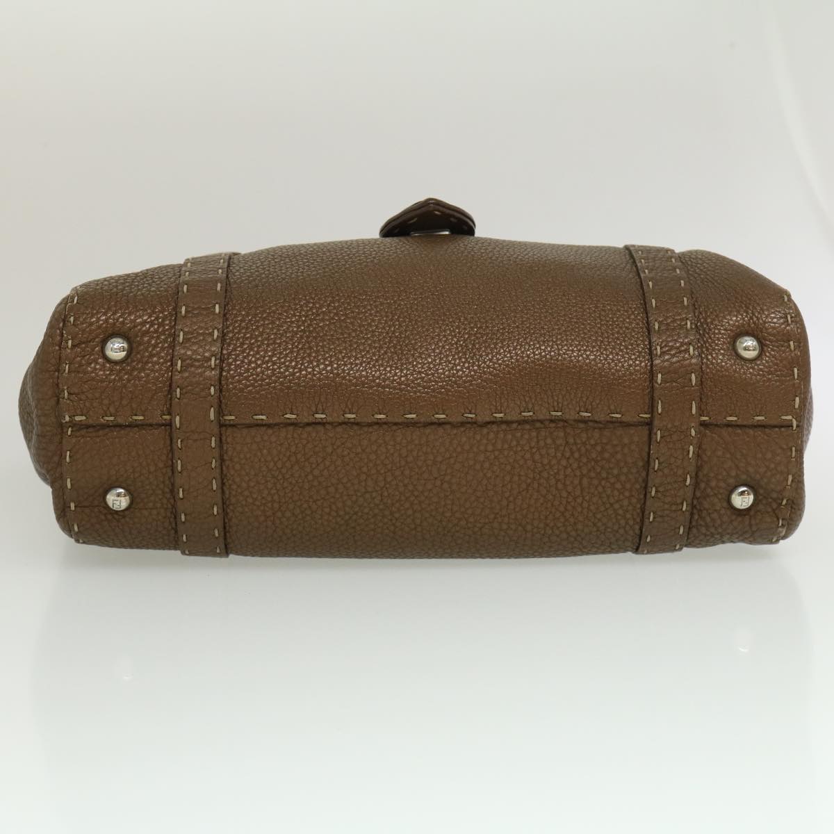 FENDI Hand Bag Leather Brown fm1328