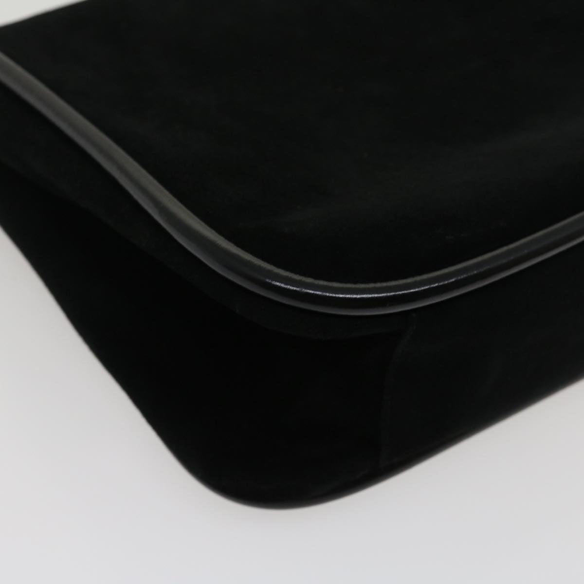 GUCCI Shoulder Bag Suede Leather Black fm1455